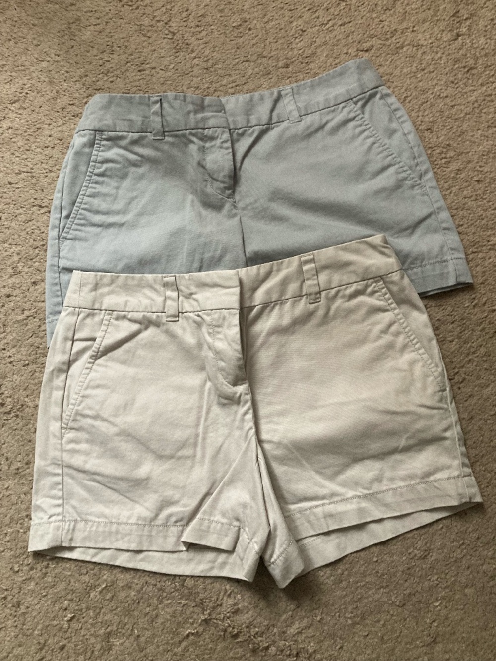 Two Pairs of Ann Taylor Loft 00 4" Shorts Gray and Khaki